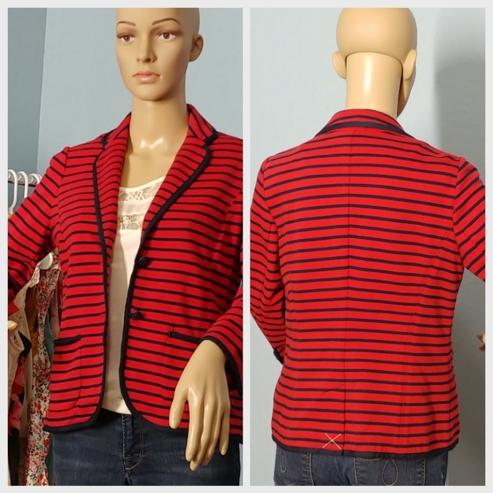 Talbots - Nautical Vibe Blue and Red Blazer/Jacket